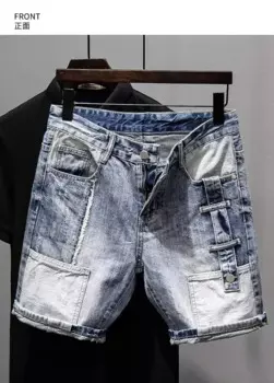 Мужские джинсы 2024, высококачественные роскошные брендовые уличные облегающие джинсы, Мужские Стрейчевые Узкие синие уличные модные джинсовые шорты y2k