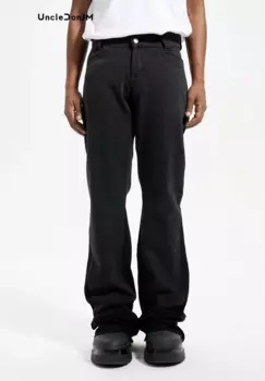 Мужские джинсы-клеш с эффектом потертости