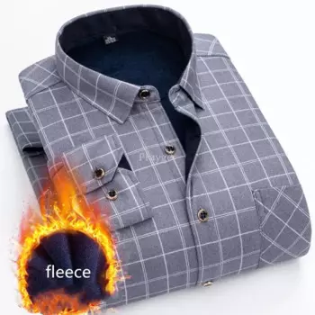 Мужские флисовые рубашки, термобелье, зимние клетчатые топы, теплая одежда для тела