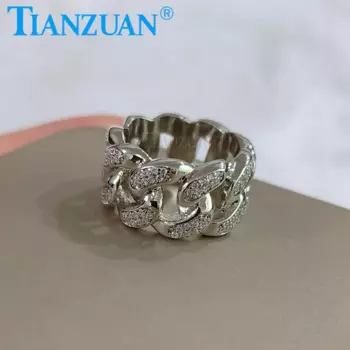 Мужские и женские кольца из серебра 12,5 пробы с муассанитом, 925 мм