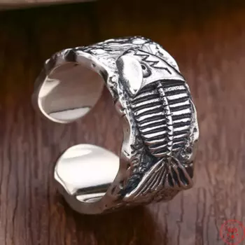 Мужские и женские кольца из серебра 925 пробы с ископаемым камнем