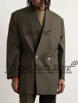 Мужские костюмы армейского зеленого цвета в американском стиле, приталенные красивые смокинги для жениха, выпускного вечера, комплекты из 2 предметов, повседневные мужские пиджаки, костюм Homme