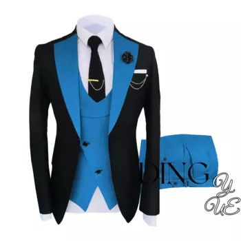 Мужские костюмы из 3 предметов, облегающий смокинг, жениха, бестмена, свадьбы, индивидуальный пошив, деловые повседневные официальные Мужские костюмы (Блейзер + жилет + брюки)