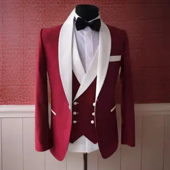 Мужские костюмы из 3 предметов, одежда для жениха, смокинги для свадьбы, жениха, шаль с лацканами, лучший мужчина, формальный модный костюм (куртка + брюки + жилет)