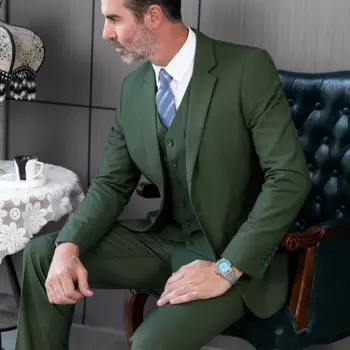 Мужские костюмы из 3 предметов с лацканами, облегающие однобортные костюмы из полиэстера, деловые Свадебные костюмы (Блейзер + жилет + брюки)