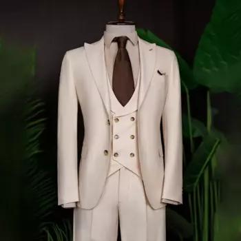 Мужские костюмы из трех предметов, шикарные однобортные смокинги с заостренным воротником, для свадьбы, вечеринки, выпускного вечера, мужской костюм (пиджак + жилет + брюки)