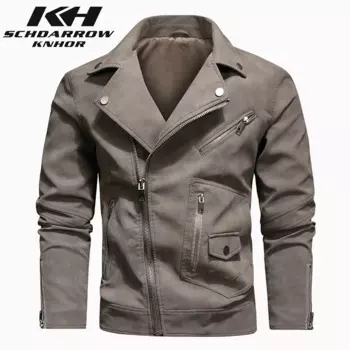 Мужские кожаные куртки Осень Зима Мужская мода Мотоциклетная куртка из искусственной кожи с лацканами Мужские облегающие кожаные пальто высокого качества Мужские