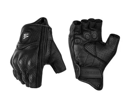 Мужские кожаные перчатки в стиле ретро для мотоциклиста, уличные автомобильные дорожные перчатки с половиной пальца, летние дышащие велосипедные перчатки