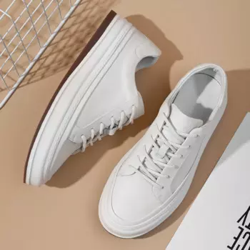 Мужские кроссовки на толстой подошве, повседневные кожаные кроссовки белого цвета, 230211