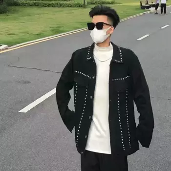 Мужские куртки, джинсовая куртка, Студенческая куртка, Новая Винтажная джинсовая куртка, черная джинсовая куртка с панелью