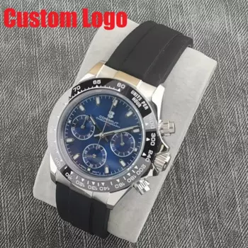 Мужские кварцевые часы Corgeut 39 мм, хронограф, сапфировое стекло, многофункциональные светящиеся мужские часы, резиновый ремешок