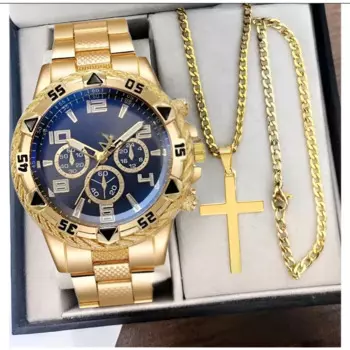 Мужские кварцевые часы Kegllect со стальным браслетом, цифровые наручные часы, браслет и ожерелье