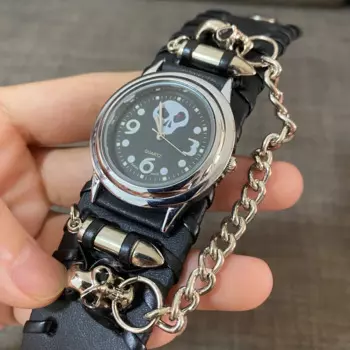 Мужские кварцевые часы с черным черепом, повседневные часы с кожаным ремешком, индивидуальные спортивные наручные часы, подарок, мужские часы 2021