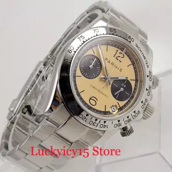 Мужские кварцевые часы с хронографом, 39 мм