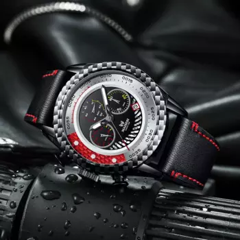 Мужские кварцевые часы с кожаным ремешком, 42 мм