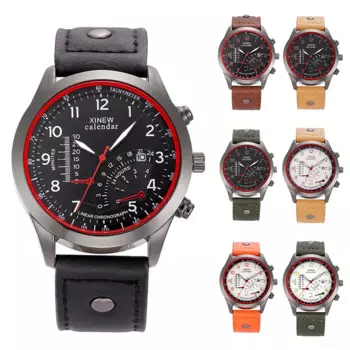 Мужские кварцевые часы с круглым циферблатом и ремешком