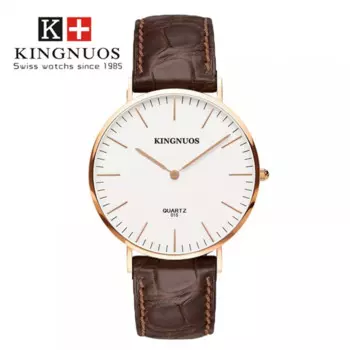 Мужские кварцевые наручные часы, с натуральной кожей