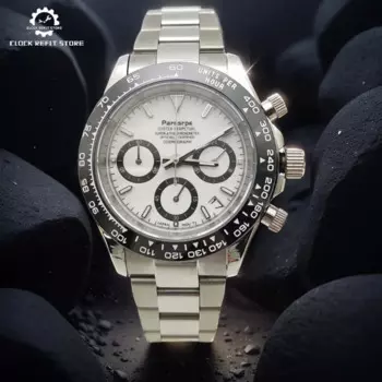 Мужские Кварцевые водонепроницаемые часы PARNSRPE из нержавеющей стали с ремешком из нержавеющей стали с сапфировым стеклом, мужские повседневные спортивные часы с механизмом VK63