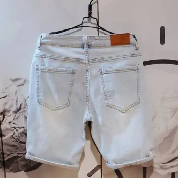 Мужские летние прямые джинсовые шорты до колен, модные повседневные джинсовые шорты, Мужская Уличная одежда, ковбойские потертые джинсовые пляжные шорты зеленого цвета 36