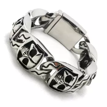 Мужские Мальчики 316L из нержавеющей стали крутой панк готический Большой Череп звеньев браслет новейший