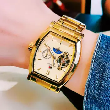 Мужские механические часы AOKULASIC, автоматические мужские часы с ведром для вина, повседневные водонепроницаемые часы из нержавеющей стали, мужские часы 2023