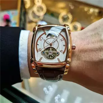 Мужские механические часы AOKULASIC Reloj Hombre, Мужские автоматические часы, мужские брендовые водонепроницаемые часы с кожаным ремешком, мужские часы 2024