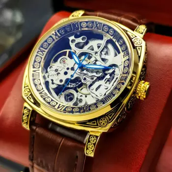 Мужские механические часы AOKULASIC с кожаным ремешком мужские водонепроницаемые автоматические часы мужские светящиеся часы деловые наручные часы скелетоны