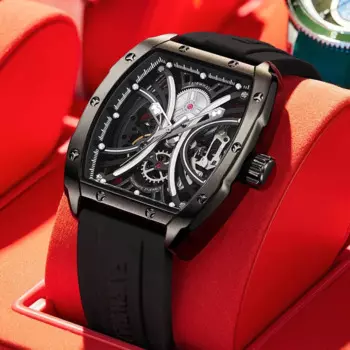 Мужские механические часы FAIRWHALE с автоматическим механизмом 6560, спортивный силиконовый ремешок Tonneau, водонепроницаемые мужские часы Reloj Hombre