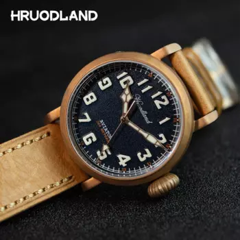 Мужские механические часы Hruodland, бронзовые автоматические часы 43 мм PT5000 SW200 с сапфировым стеклом, водонепроницаемые наручные часы 30 атм, 2024