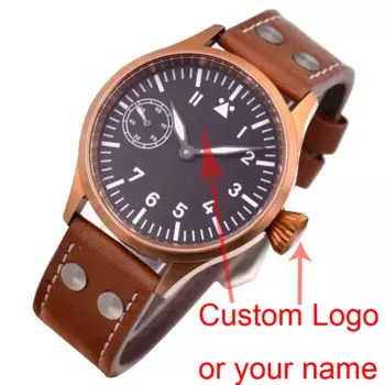 Мужские механические часы с ручной обмоткой, 43 мм