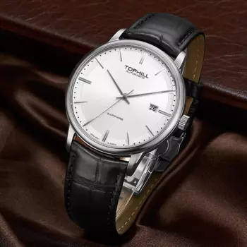 Мужские механические часы в деловом стиле с автоматическим механизмом и календарем, водонепроницаемые Современные Простые часы 5ATM с кожаным ремешком