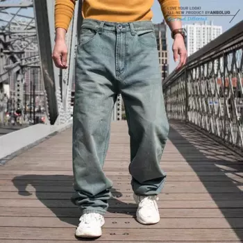 Мужские Мешковатые джинсовые брюки в стиле хип-хоп