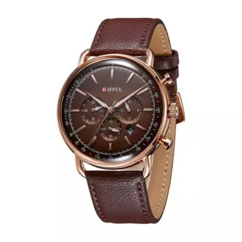 Мужские минималистичные кварцевые часы с хронографом и кожаным ремешком