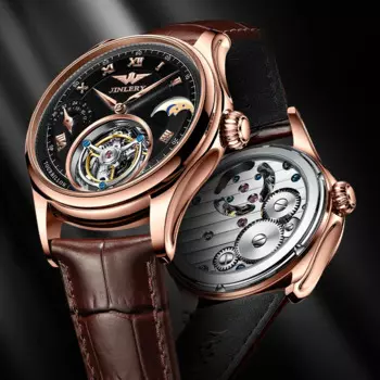 Мужские многофункциональные часы с кожаным ремешком, на 48 часов