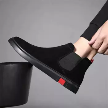 Мужские модные ботинки челси, черные брендовые дизайнерские вечерние тинки, ковбойские ботильоны для вечеринки, банкета, замшевые кожаные ботильоны на плоской подошве