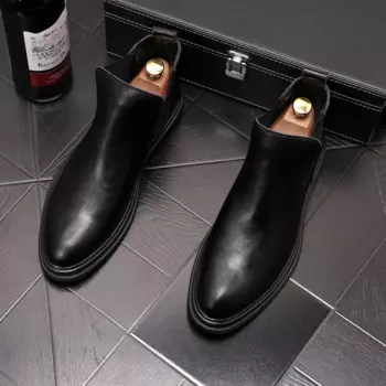 Мужские модные черные ботинки, дышащая обувь из натуральной кожи, демисезонные ботильоны, джентльменские Ботинки Челси, мужские ботинки