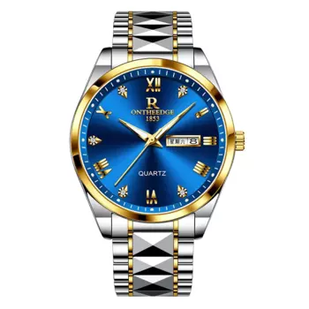 Мужские модные деловые коммерческие немеханические водонепроницаемые светящиеся кварцевые часы 2024