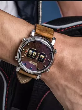 Мужские модные Роскошные военные спортивные часы с кожаным ремешком, кварцевые наручные часы, мужские часы