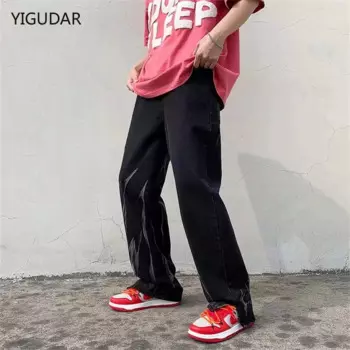 Мужские модные широкие брюки 2022, мешковатые мужские джинсовые брюки, классические джинсы-карго с карманами, синие мужские повседневные брюки