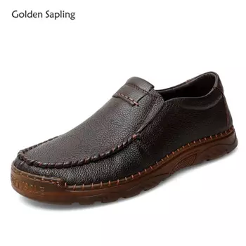 Мужские мокасины из натуральной кожи, в стиле ретро