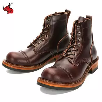 Мужские мотоциклетные ботинки для отдыха, ботинки для инструментов, винтажные высокие мужские ретро повседневные рабочие ботинки из воловьей кожи, европейские размеры 39-44
