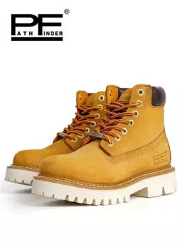 Мужские мотоциклетные ботинки Pf из натуральной кожи, износостойкие рабочие ботинки с шипами Goodyear, зимние женские ботинки желтого цвета