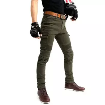 Мужские мотоциклетные брюки с защитой, зеленые