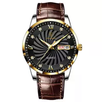 Мужские наручные часы с кожаным ремешком, водостойкие