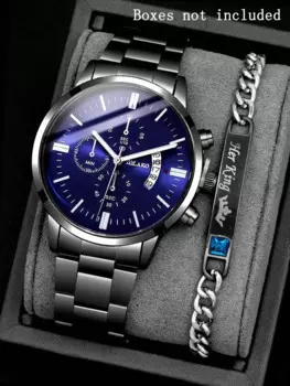 Мужские наручные кварцевые часы со стальным ремешком