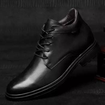 Мужские Нескользящие повседневные кожаные ботинки, модные короткие ботильоны на шнуровке, мужские уличные удобные утепленные ботильоны на платформе для зимы