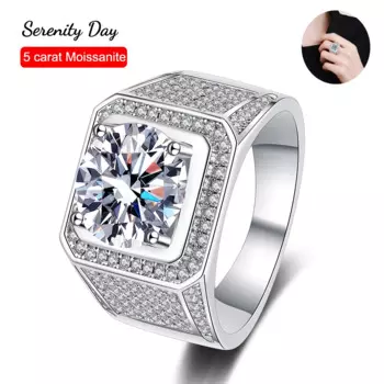 Мужские обручальные кольца с муассанитом, серебро 925 пробы, 18 К