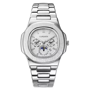 Мужские Оригинальные большие брендовые часы, мужские Модные Повседневные кварцевые винтажные часы с датой и ремешком из сплава, серебристые мужские часы 2024