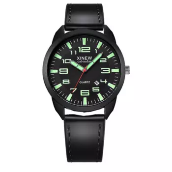 Мужские Оригинальные дешевые кварцевые часы с кожаным ремешком