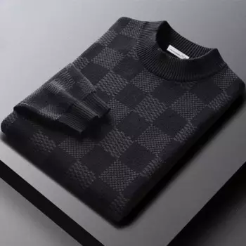 Мужские осенне-зимние пуловеры, облегающие хлопковые теплые модные свитеры в клетку с длинным рукавом, вязаные зимние модные свитеры для MenG77